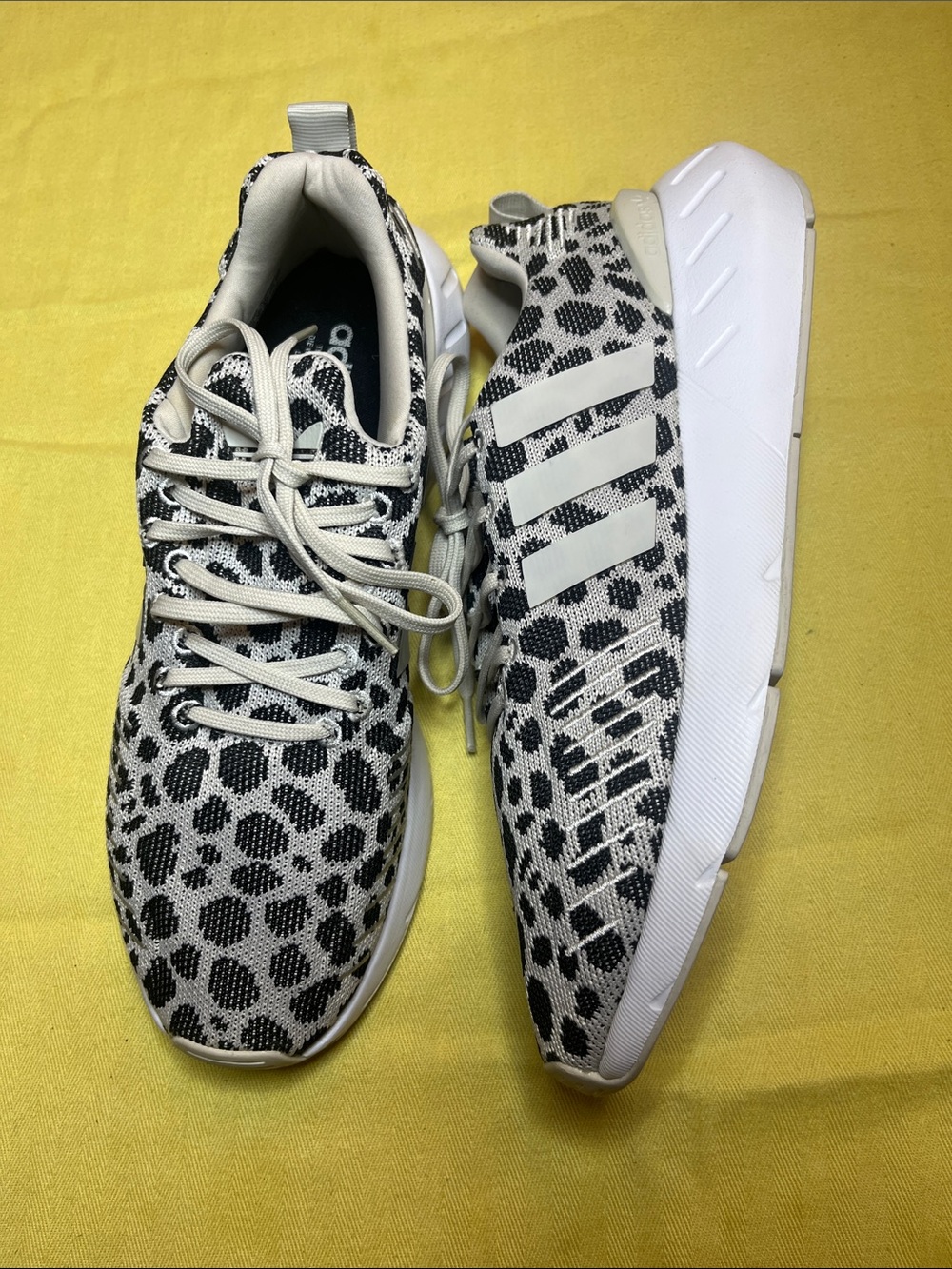 adidas Women's Black & Cream Leopard Knit Sneakers